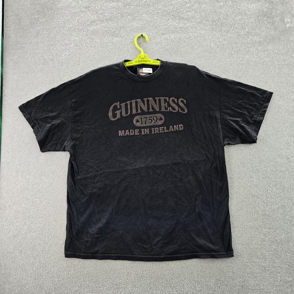 VINTAGE Guinness Men Shirt 2XL Black Logo Short Sleeve Made In Ireland